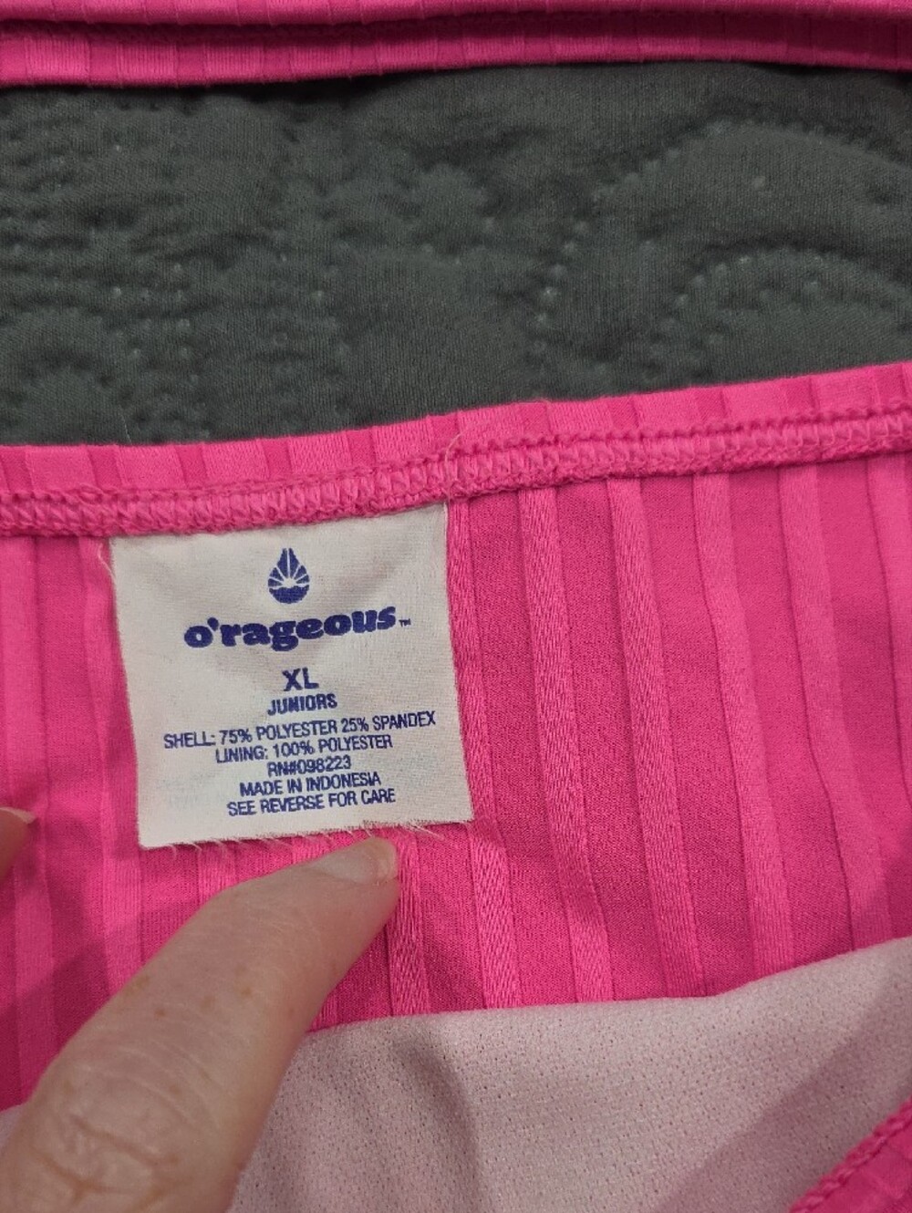 Bright Pink Ribbed Triangle Bikini Set - Picture 3 of 5